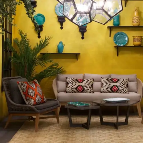 Sillón cuerda gris y madera de teca