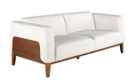 Sofá moderno Num piel y nogal