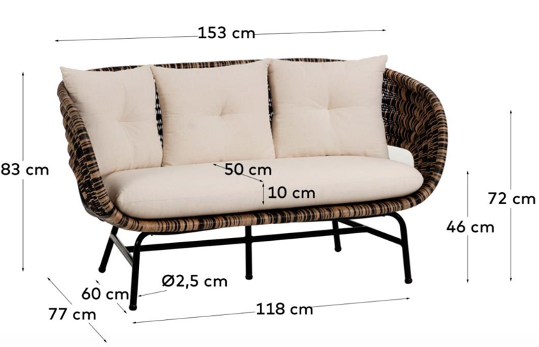 Sofá Lin dos plazas mimbre ratán 153 cms