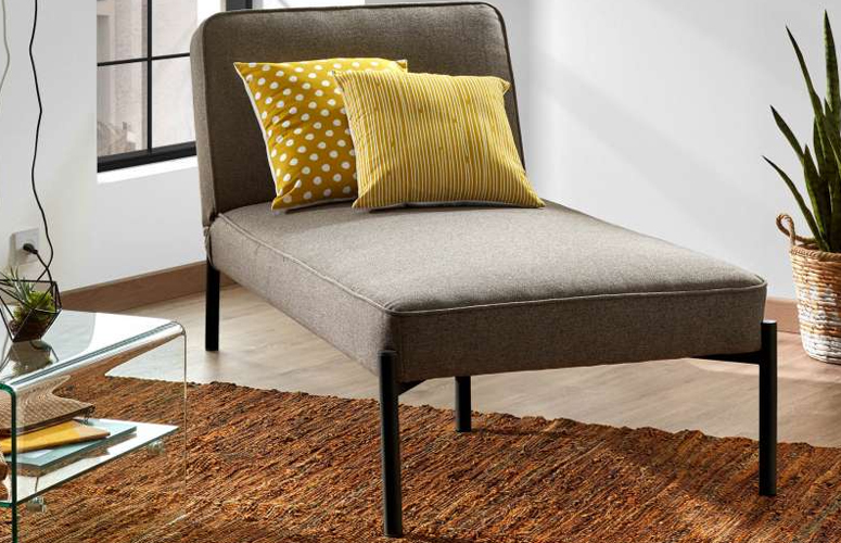 Chaise loungue Nelki poliéster gris