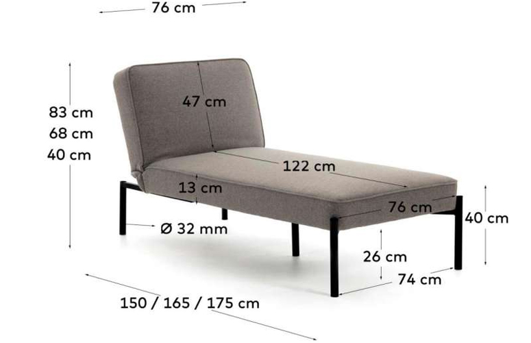 Chaise loungue Nelki poliéster gris
