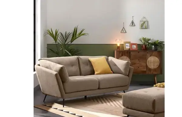 Sofá Sahira 3 plazas madera poliéster beige