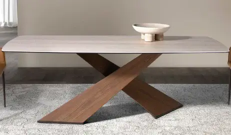 Mesa de comedor nogal y porcelánico Ovarena