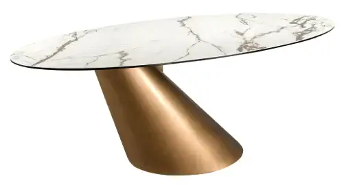Mesa de comedor ovalada metal y porcelánico Ovaleia