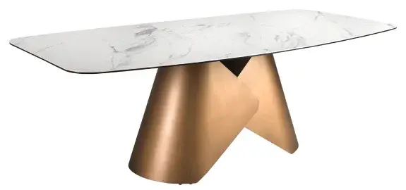 Mesa de comedor ovalada metal y porcelánico Márbora