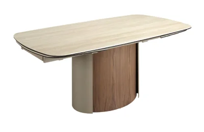 Mesa de comedor extensible rectangular nogal y porcelánico Almara