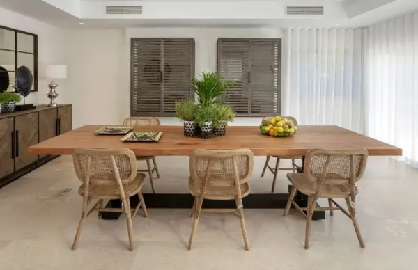 Silla de comedor roble natural y rejilla