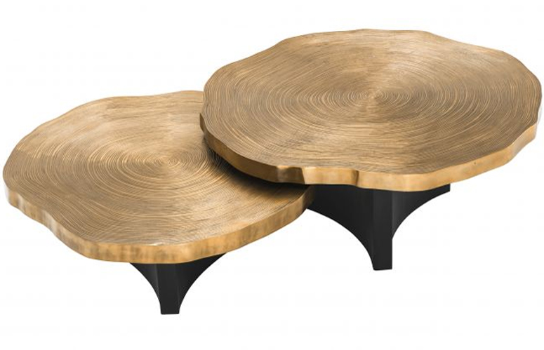 Mesa de centro latón Thousand Okas set de 2