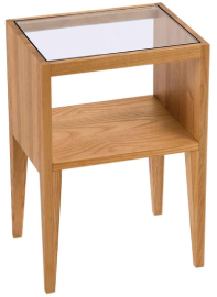 Mesa de noche madera de fresno  y vidrio