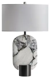 Lámpara de Sobremesa en Mármol Blanco y Negro Mate Liora