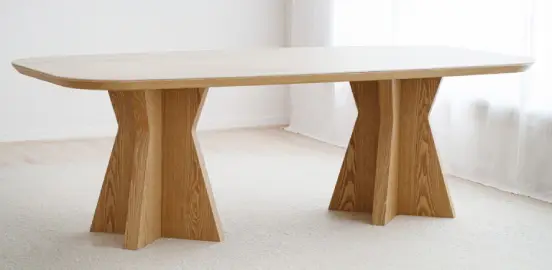 Mesa comedor línea cerámico beige fresno
