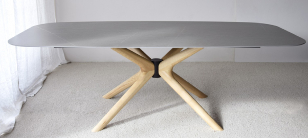 Mesa de comedor piedra cerámico gris fresno
