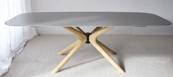 Mesa de comedor piedra cerámico gris fresno