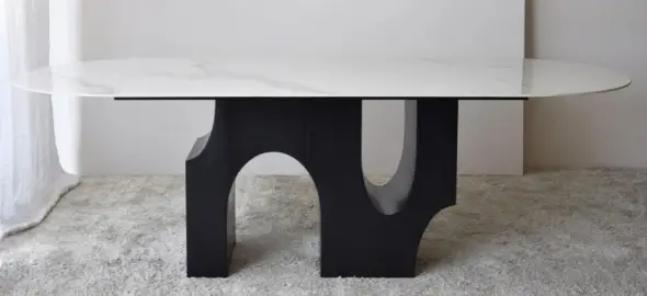 Mesa comedor petra blanco y negro