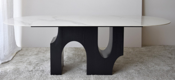Mesa comedor petra blanco y negro