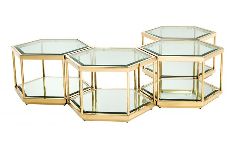 Mesa de centro cristal Sax set of 4