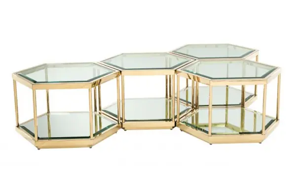Mesa de centro cristal Sax set of 4