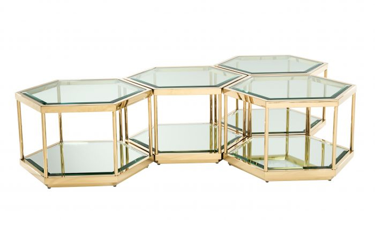 Mesa de centro cristal Sax set of 4