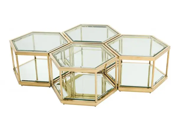 Mesa de centro cristal Sax set of 4