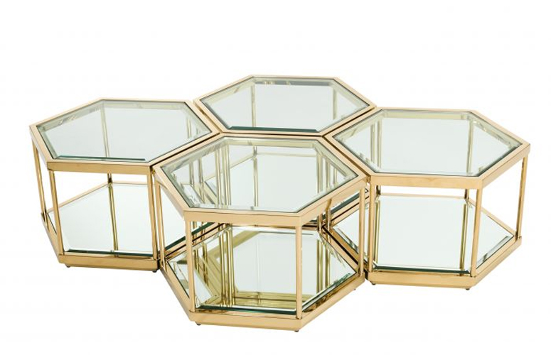 Mesa de centro cristal Sax set of 4