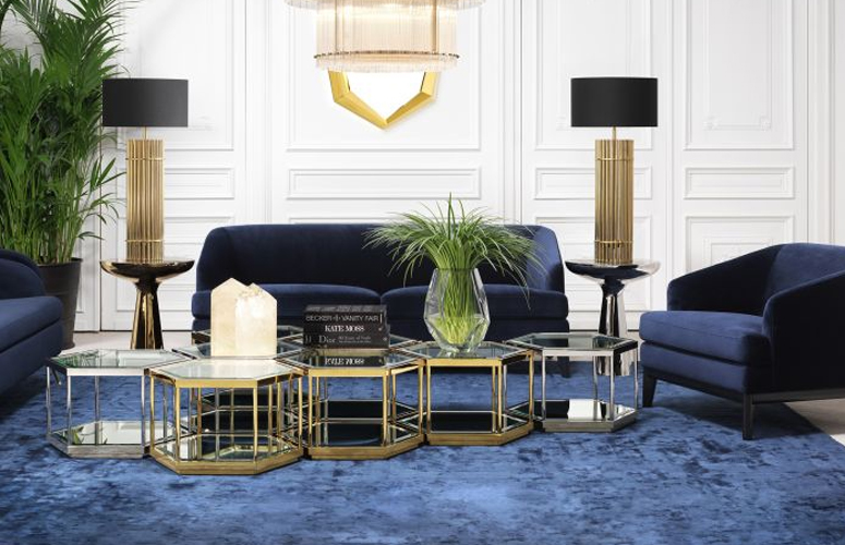 Mesa de centro cristal Sax set of 4