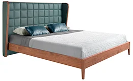 Cama tapizada verde y nogal Rafine Cama tapizada verde y nogal Rafine