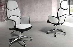 Sillón de oficina giratoria gris claro y blanco brillo Puglia Sillón de oficina giratoria gris claro y blanco brillo Puglia