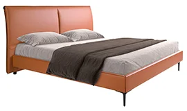 Cama polipiel marrón y acero negro Albero Cama polipiel marrón y acero negro Albero