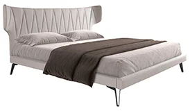 Cama tapizada gris claro y acero negro Ostuni Cama tapizada gris claro y acero negro Ostuni