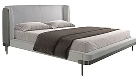 Cama polipiel y tapizado gris claro Tremiti Cama polipiel y tapizado gris claro Tremiti