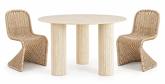 Mesa de comedor de madera de mango blanca Dacca