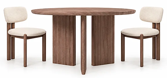 Mesa de comedor redonda nogal natural Zen