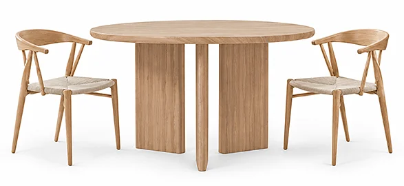Mesa de comedor redonda roble natural Zen