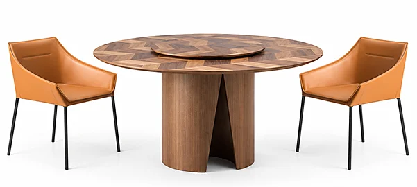 Mesa de comedor redonda nogal Vinistra