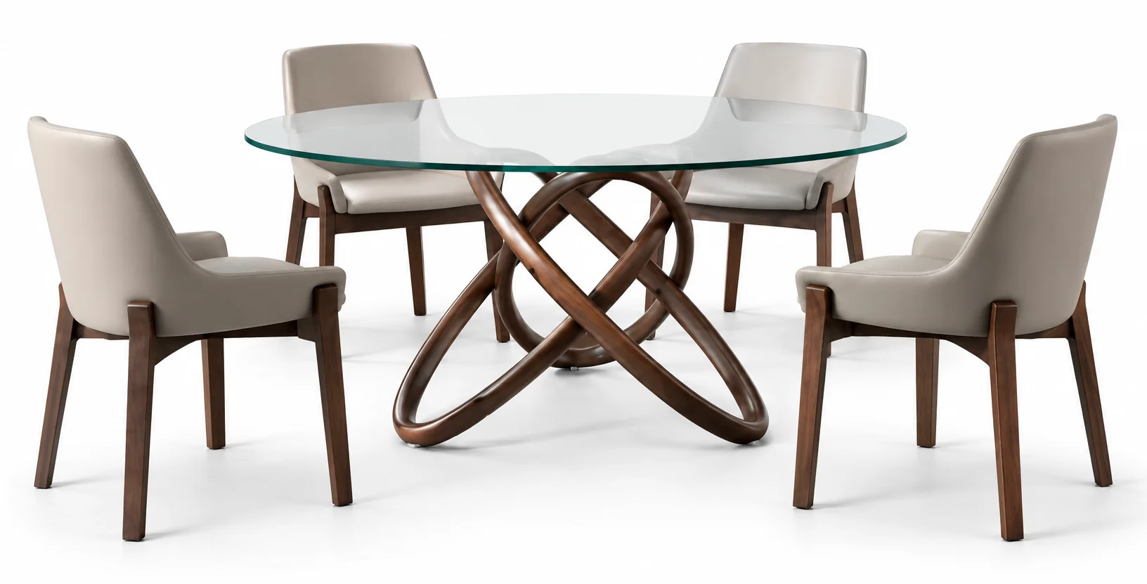 Mesa de comedor redonda Ángel Cerdá Nuldi en cristal y fresno