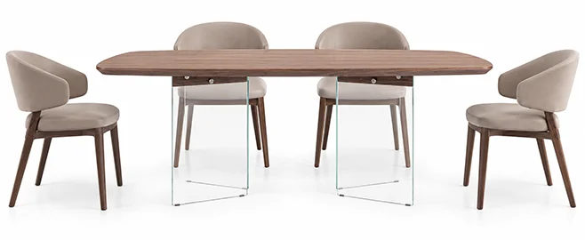 Mesa de comedor madera y cristal Vianta