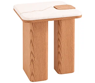 Mesa auxiliar roble y marmól blanco Gloter Mesa auxiliar roble y marmól blanco Gloter
