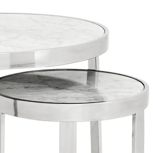 Mesa auxiliar acero inoxidable Fletcher Set de 2