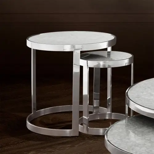 Mesa auxiliar acero inoxidable Fletcher Set de 2