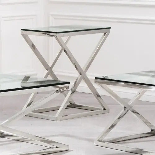 Mesa auxiliar cristal Criss cross high