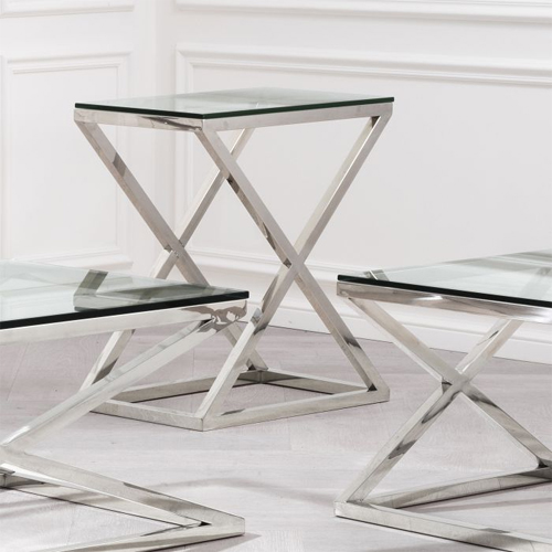 Mesa auxiliar cristal Criss cross high