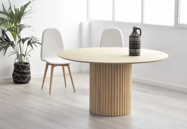 Mesa de comedor redonda listones Loen