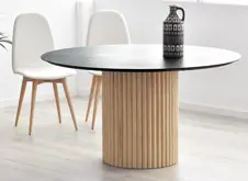 Mesa de comedor redonda tapa porcelánico Loen