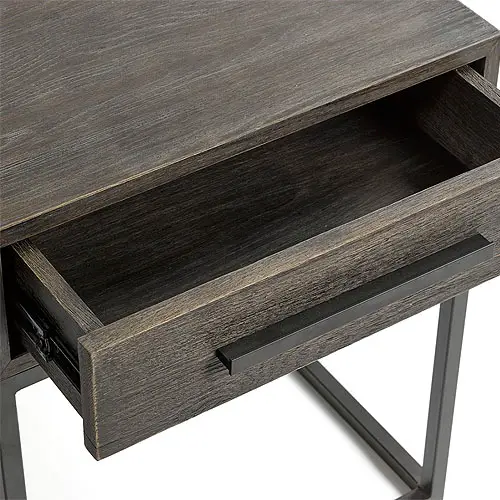 Mesa de noche madera roble grisáceo y metal