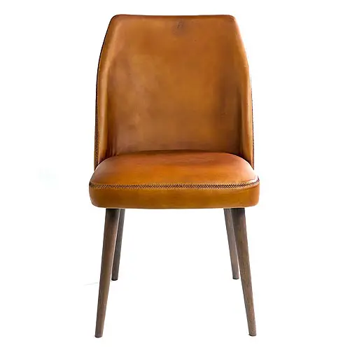 Silla piel y patas madera oscura
