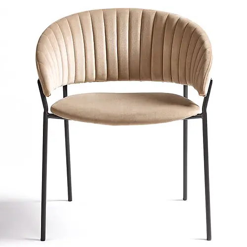 Sillón curvo terciopelo beige