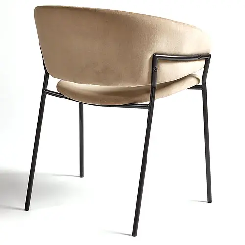 Sillón curvo terciopelo beige
