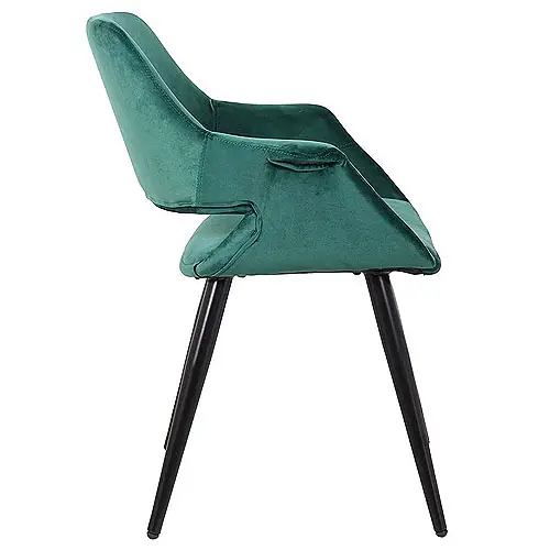 Silla terciopelo verde y metal negro