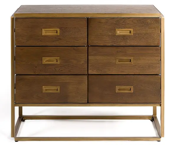 Cómoda madera roble y metal dorado