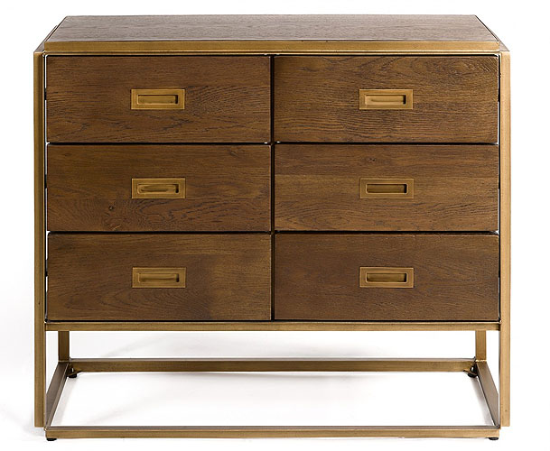 Cómoda madera roble y metal dorado
